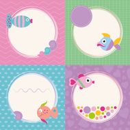 funky cartoon fish greeting cards collection N6