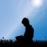 Vector silhouette of boy N86