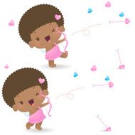 Cute Cupid Girl Shooting A Valentines Heart Arrow