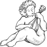 Cherub playing a lute