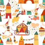 Seamless pattern with houses for childrens background N6