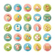 Set of flat design pastel cute baby icons N3