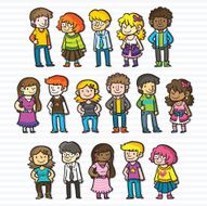 Boys and Girls with different clothes colors