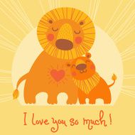 Happy Father&#039;s Day card Cute lion and cub N5