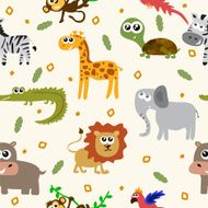 African animals seamless pattern Cartoon childish