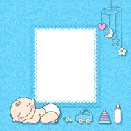 Sweet baby boy announcement card style cartoon N5