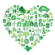 eco green icons in heart shape N2