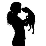 Vector silhouette of people with dog N37