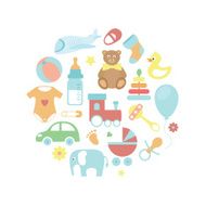 vector card with colorful baby icons N2