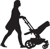 Woman Pushing Stroller Silhouette