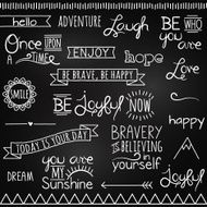 Vector Collection of Hand Drawn Chalkboard Style Words and Elements