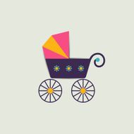 Baby announcement card Vector buggy illustration N3