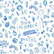 Vector seamless doodle school pattern hand drawn with pencil N2