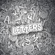 Letters abstract decorative doodles background N4