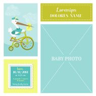 Baby Arrival Card - with Stork and Photo Frame