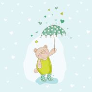 Baby Bear with Umbrella Illustration