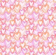 Seamless pattern with doodle hearts N2