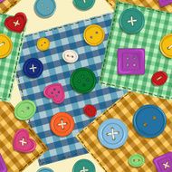 Seamless pattern of patchwork and buttons