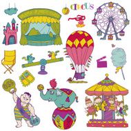 Vector set Vintage Circus Elements N4