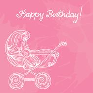 Happy birthday card with baby stroller N2