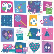 hearts flowers butterflies toys and birthday gifts pattern N3