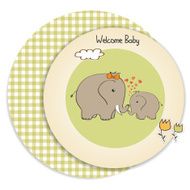 baby shower card with elephant and his mother N17