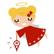 Adorable angel girl with Xmas decoration ( red )