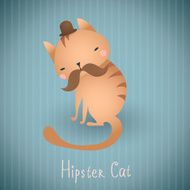 Cute cat in bowler hat with mustache