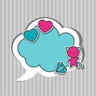 Speech bubble with sticker kawaii doodles N4