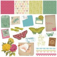 Scrapbook Design Elements - Vintage Butteflies and Flowers N2