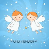 Christmas card with a cute little angels N2