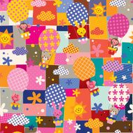 cute animals in hot air balloons pattern