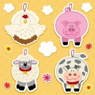 icon farm animal vector set