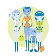 Asteroid Family Spot Illustration Caucasian Homosexual Lesbian (isolated)