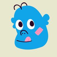 Tongue out blue rude kid character cartoon illustration