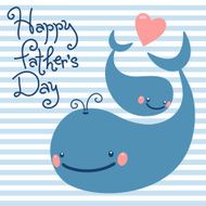 Happy Father&#039;s Day Card with cute whales N4