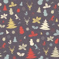 Festive Christmas and New Year seamless pattern in vintage flat N5