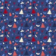 Festive Christmas and New Year seamless pattern in vintage flat N6
