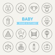 Set of round and outlined baby icons