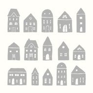 Set of 15 houses silhouettes N2