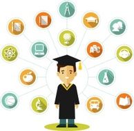 Graduates concept with people and education icons N2