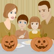 Family Carving Pumpkins for Halloween