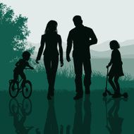 Family walking in a park