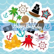 Happy Birthday Card pirate Cute party invitation animals design