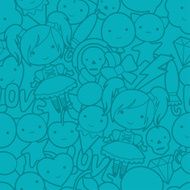 Seamless kawaii child pattern with cute doodles N13