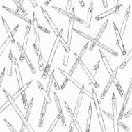 Seamless black and white pattern with hand drawn comic pencils