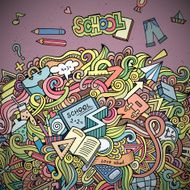 Abstract vector decorative doodles school background N3
