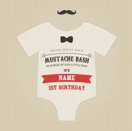 Funny vintage baby birthday mustache bash invitation