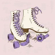 Illustration with retro roller skates N2