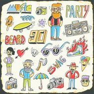 Hipster retro swag colorful set Hand drawn vector illustration N2